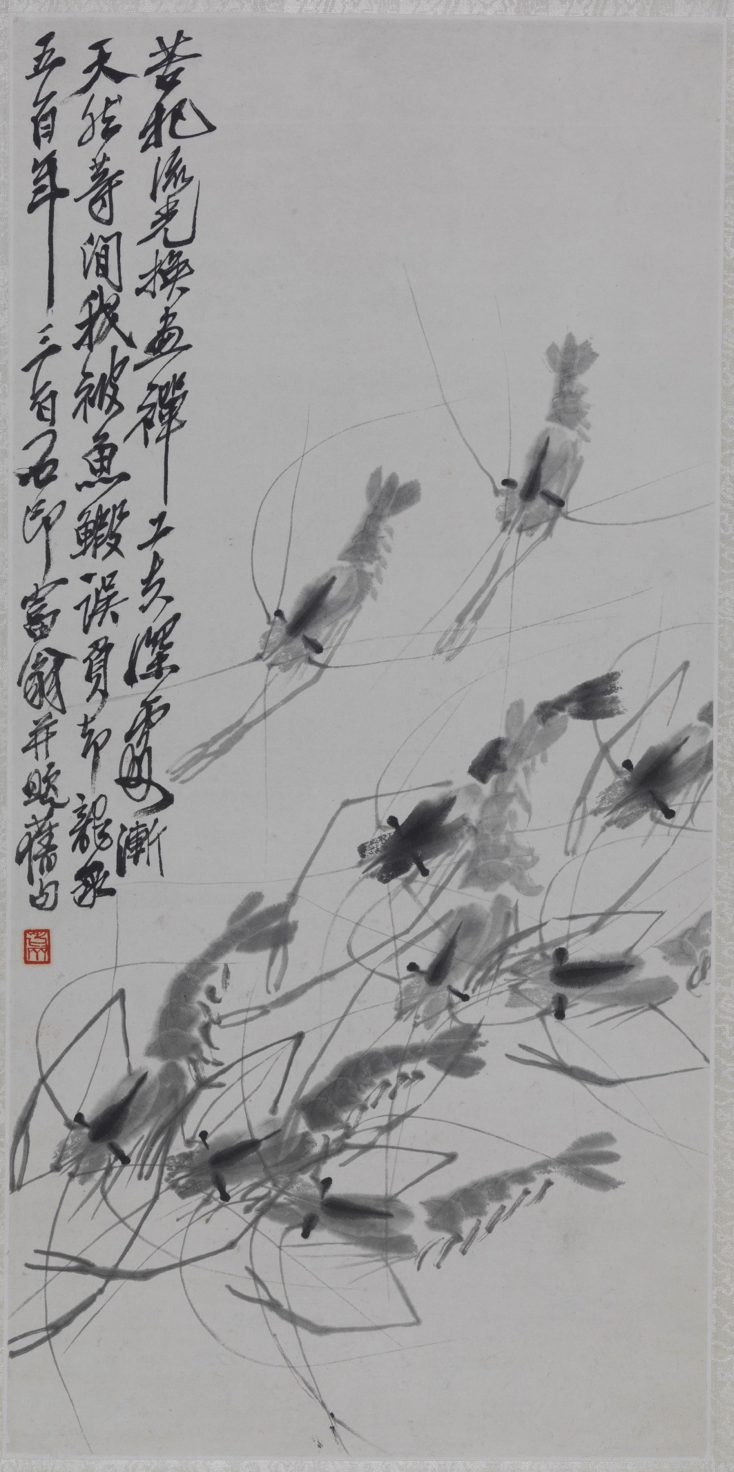 <h2>群虾</h2><p>作者：齐白石</p><p>创作年代：年代不详</p><p>规格：68.8cm×33.7cm</p><p>品类：中国画</p>